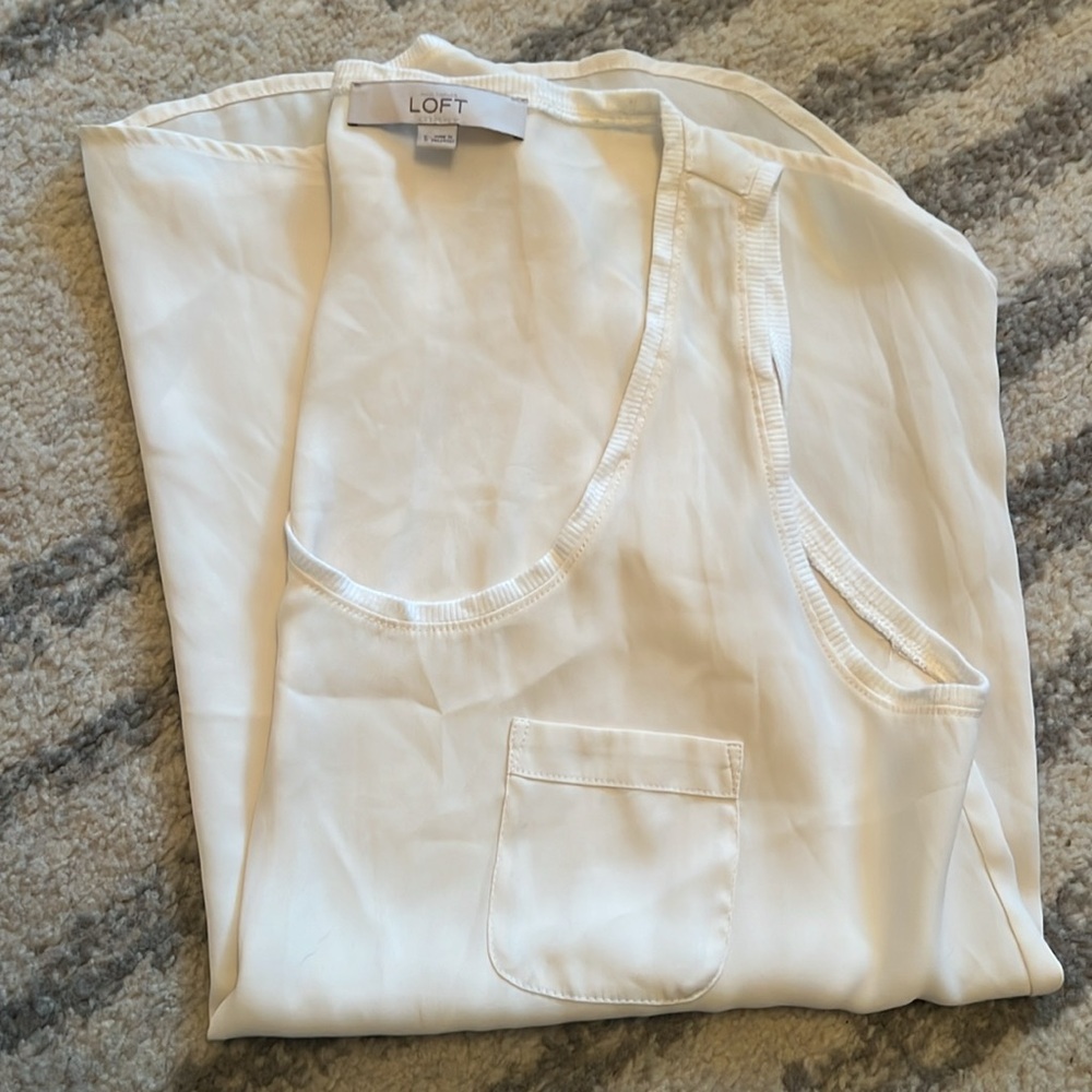 Loft Tank Top, Small, White/Cream
